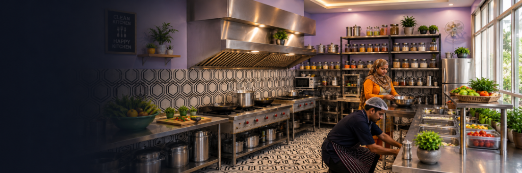 Senior-friendly kitchen space at SixtyPlusZone in Gurugram
