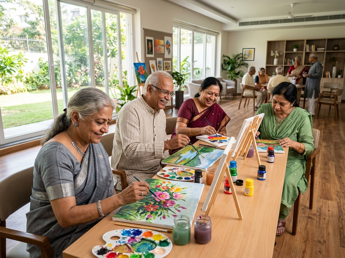 Senior women enjoying creative arts