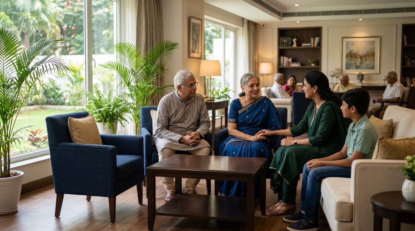 Ghaziabad family touring Sector 45 community lounge