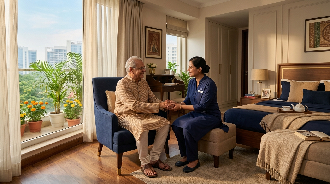Residents and caregiver planning daily activities together