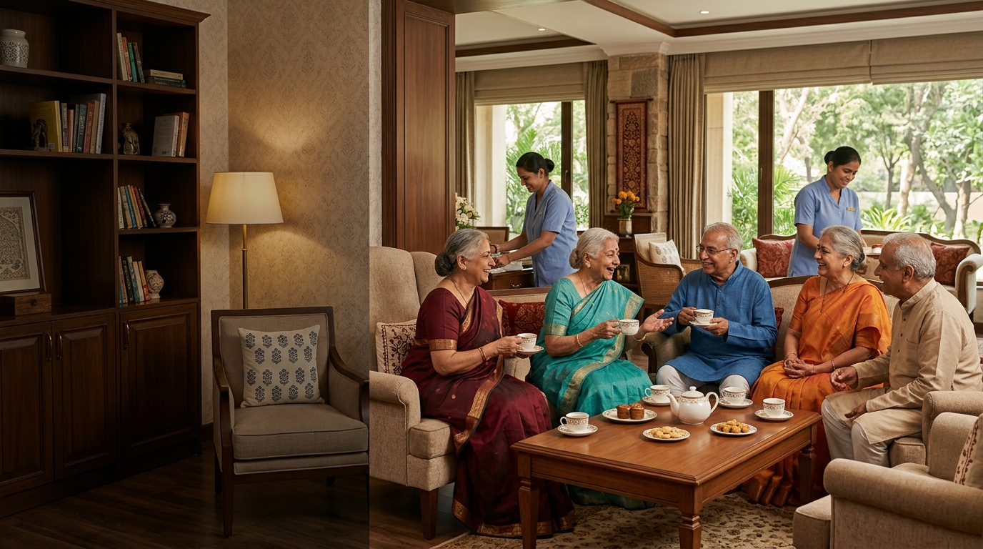 Indian seniors enjoying day care activities